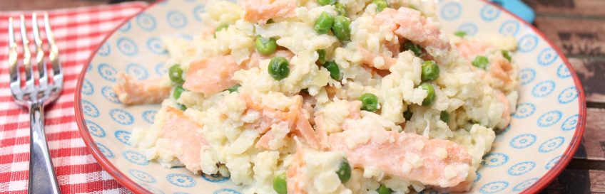 Low Carb Lachs-Blumisotto (Blumenkohl Risotto)