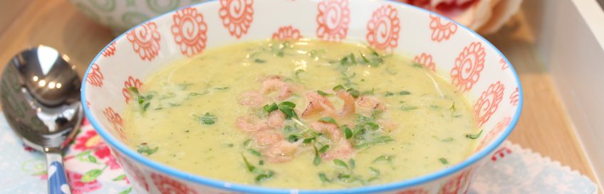 Low Carb Kartoffel-Kresse-Suppe mit Krabben