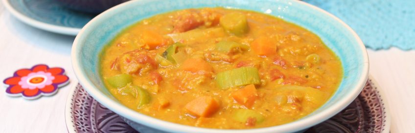 Veganer Curry-Linseneintopf
